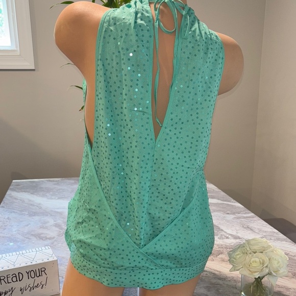 Vintage Arden B Teal Sequin Halter Top - Picture 3 of 9